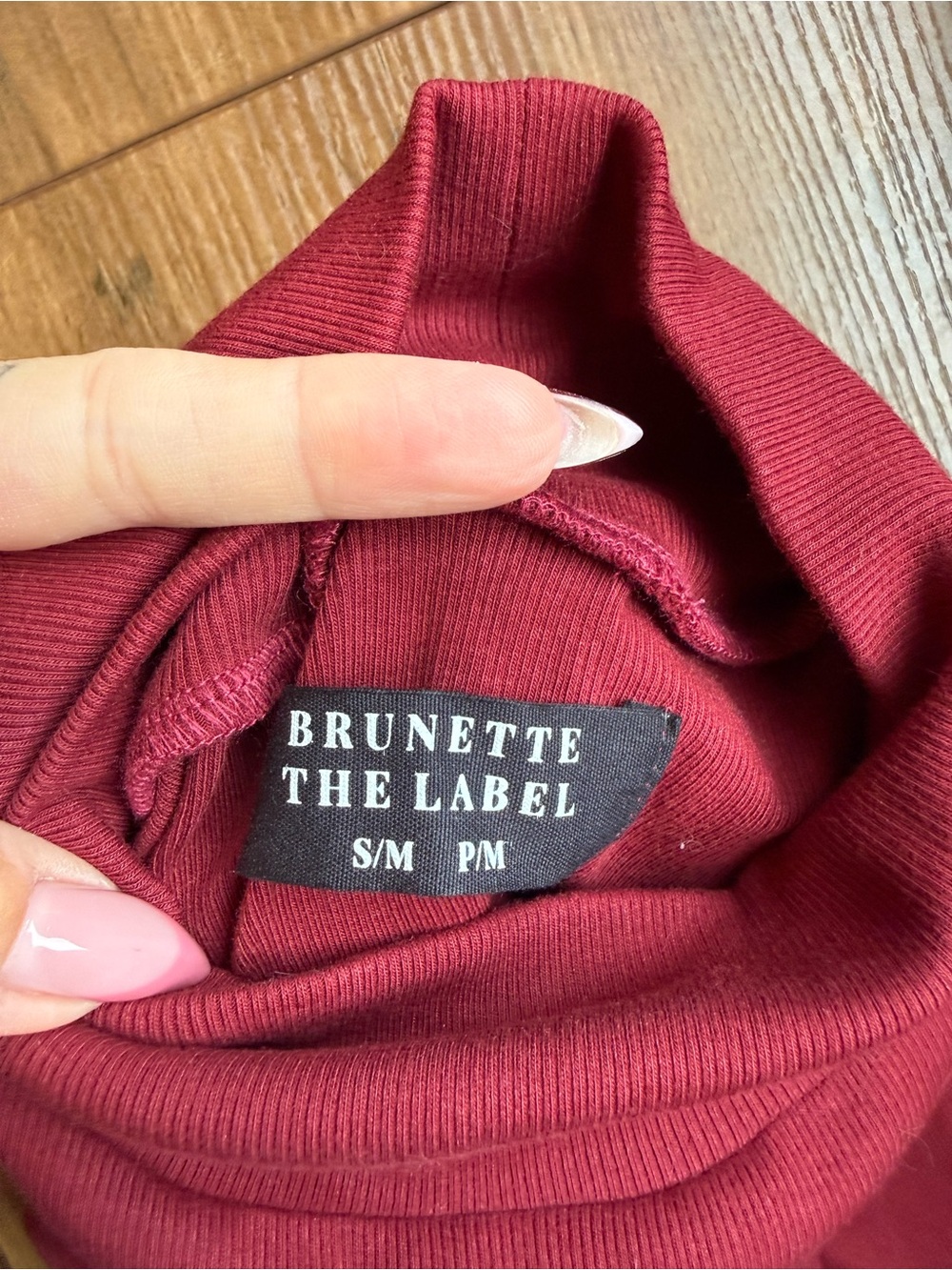 Brunette The Label Burgundy Ribbed turtleneck